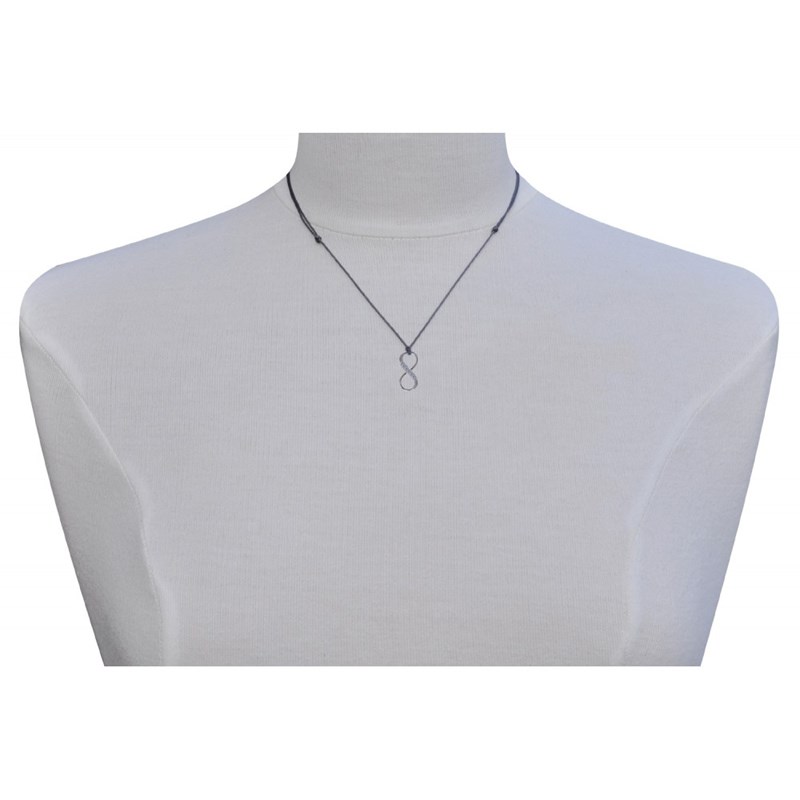 Collier Lien Argent 925 Infini et Strass - Gris - vue 2