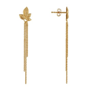 Vergulde Laurierblad en Drie Kettingen Oorbellen