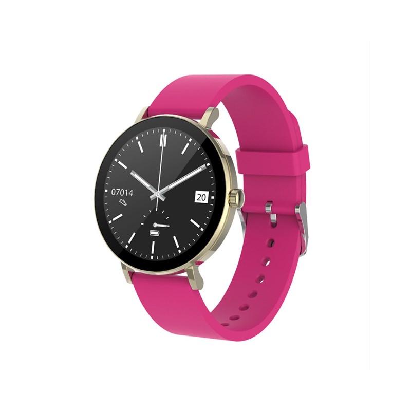SUPER SLIM AMOLED - Boitier rond - Bracelet en silicone - Boitier doré