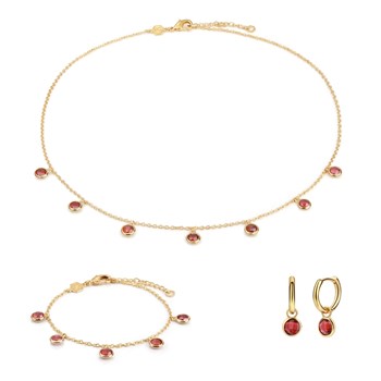 Collier, bracelet et boucles d'oreilles Gemia en pierres Grenat