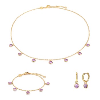 Collier, bracelet et boucles d'oreilles Gemia en pierres Améthyste