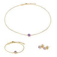 Collier, bracelet et boucles d'oreilles Aurora en pierres Améthyste