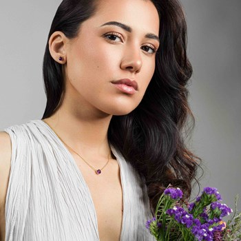 Collier, bracelet et boucles d'oreilles Aurora en pierres Améthyste