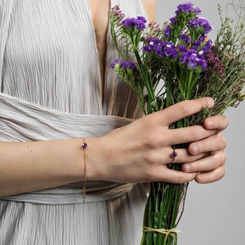 Collier, bracelet et boucles d'oreilles Aurora en pierres Améthyste