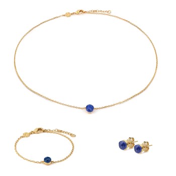 Collier, bracelet et boucles d'oreilles Aurora en pierres Lapis-lazuli