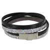 Bracelet Cuir Deux Lanières et Paillettes Fermoir Acier Inoxydable - Classics - Noir - vue V1