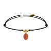 Bracelet Lien Noir Médaille Vierge Miraculeuse Colorée et 2 Perles Plaqué Or - Rouge - vue V1