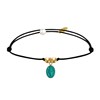 Bracelet Lien Noir Médaille Vierge Miraculeuse Colorée et 2 Perles Plaqué Or - Turquoise - vue V1