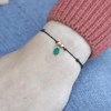 Bracelet Lien Noir Médaille Vierge Miraculeuse Colorée et 2 Perles Plaqué Or - Turquoise - vue V2