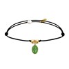 Bracelet Lien Noir Médaille Vierge Miraculeuse Colorée et 2 Perles Plaqué Or - Vert - vue V1