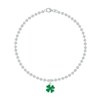 Bracelet Argent 925 Petites Perles et sa Breloque Mini Trèfle Émaillée Vert - vue V1