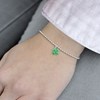 Bracelet Argent 925 Petites Perles et sa Breloque Mini Trèfle Émaillée Vert - vue V4