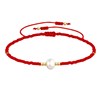 Bracelet Lien Perle d'Eau Douce Blanche et Petites Perles Mates - Rouge - vue V1