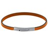Bracelet Homme Cuir Simple Fermoir Acier Inoxydable - 19cm - Orange - vue V1