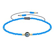 Bracelet Lien Perle d'Eau Douce Noire et Petites Perles Mates - Azur