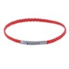 Bracelet Femme Tresse Plate en Cuir Mat Fermoir Clip Acier Inoxydable - Rouge - vue V1