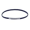 Bracelet Femme Tresse Plate en Cuir Mat Fermoir Clip Acier Inoxydable - Bleu Navy - vue V1