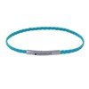 Bracelet Femme Tresse Plate en Cuir Mat Fermoir Clip Acier Inoxydable - Turquoise - vue V1
