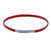 Bracelet Femme Tresse Plate en Cuir Brillant Fermoir Clip Acier Inoxydable - Rouge - vue V1