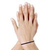 Bracelet Femme Tresse Plate en Cuir Brillant Fermoir Clip Acier Inoxydable - Bleu Navy - vue V2