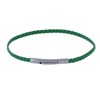 Bracelet Femme Tresse Plate en Cuir Mat Fermoir Clip Acier Inoxydable - Vert - vue V1