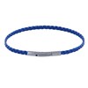 Bracelet Femme Tresse Plate en Cuir Brillant Fermoir Clip Acier Inoxydable - Bleu - vue V1