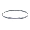 Bracelet Femme Tresse Plate en Cuir Brillant Fermoir Clip Acier Inoxydable - Gris argent - vue V1
