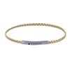 Bracelet Femme Tresse Plate en Cuir Brillant Fermoir Clip Acier Inoxydable - Or - vue V1