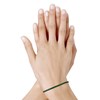 Bracelet Femme Tresse Plate en Cuir Brillant Fermoir Clip Acier Inoxydable - Vert kaki - vue V2