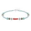 Bracelet Argent 925 Anneaux et Perles Facettées de Multiples Pierres - vue V1