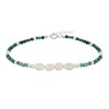 Bracelet Argent 925 4 Perles de Culture Blanches et Perles Facettées de Malachite et Apatite - vue V1