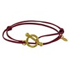 Bracelet Double Tour Plaqué Or Fermoir T et Lien en Cuir Coulissant - Bordeaux - vue V1