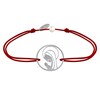 Bracelet Lien Argent 925 Médaille Ronde Ajourée Vierge en Prière - Rouge - vue V1