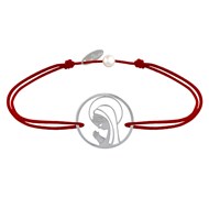 Bracelet Lien Argent 925 Médaille Ronde Ajourée Vierge en Prière - Rouge