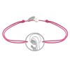 Bracelet Lien Argent 925 Médaille Ronde Ajourée Vierge en Prière - Fuchsia - vue V1