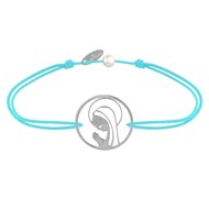 Bracelet Lien Argent 925 Médaille Ronde Ajourée Vierge en Prière - Turquoise