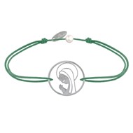 Bracelet Lien Argent 925 Médaille Ronde Ajourée Vierge en Prière - Vert