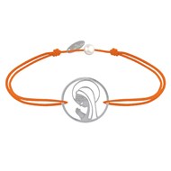 Bracelet Lien Argent 925 Médaille Ronde Ajourée Vierge en Prière - Orange