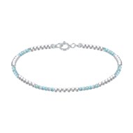 Bracelet Argent 925 Perles et Larimar Facetté M1