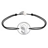 Bracelet Lien Argent 925 Médaille Ronde Ajourée Vierge en Prière - Noir - vue V1