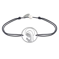 Bracelet Lien Argent 925 Médaille Ronde Ajourée Vierge en Prière - Gris