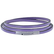 Bracelet Femme Cuir Plat Fermoir Acier Inoxydable - Classics - Violet clair