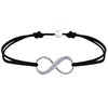 Bracelet Lien Argent 925 Infini et Strass - Noir - vue V1
