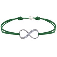 Bracelet Lien Argent 925 Infini et Strass - Vert