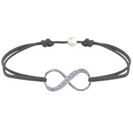 Bracelet Lien Argent 925 Infini et Strass - Gris