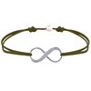 Bracelet Lien Argent 925 Infini et Strass - Vert kaki - vue V1