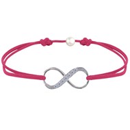 Bracelet Lien Argent 925 Infini et Strass - Fuchsia