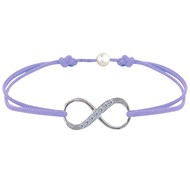 Bracelet Lien Argent 925 Infini et Strass - Violet