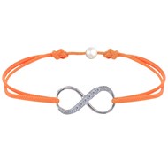 Bracelet Lien Argent 925 Infini et Strass - Orange