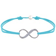 Bracelet Lien Argent 925 Infini et Strass - Turquoise
